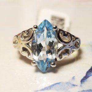 3.5ct Sky Blue Topaz Solitaire Sterling Silver Rng